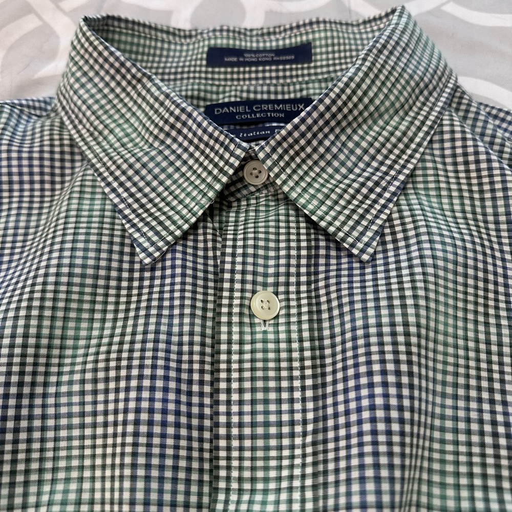 Daniel Cremieux Green Gingham Casual Shirt